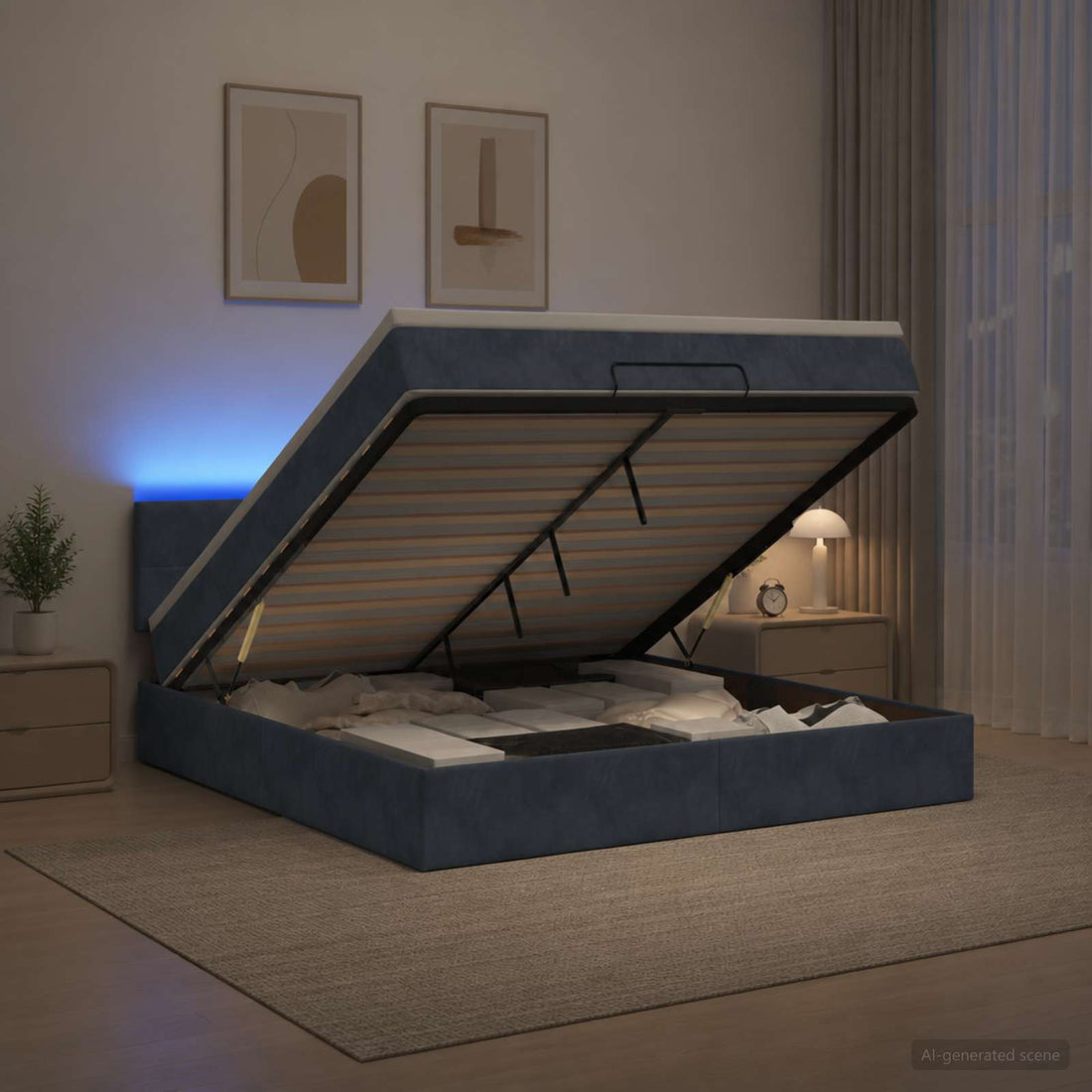 vidaXL Cama tipo otomana con colchón y LED Gris oscuro 180 x 200 cm
