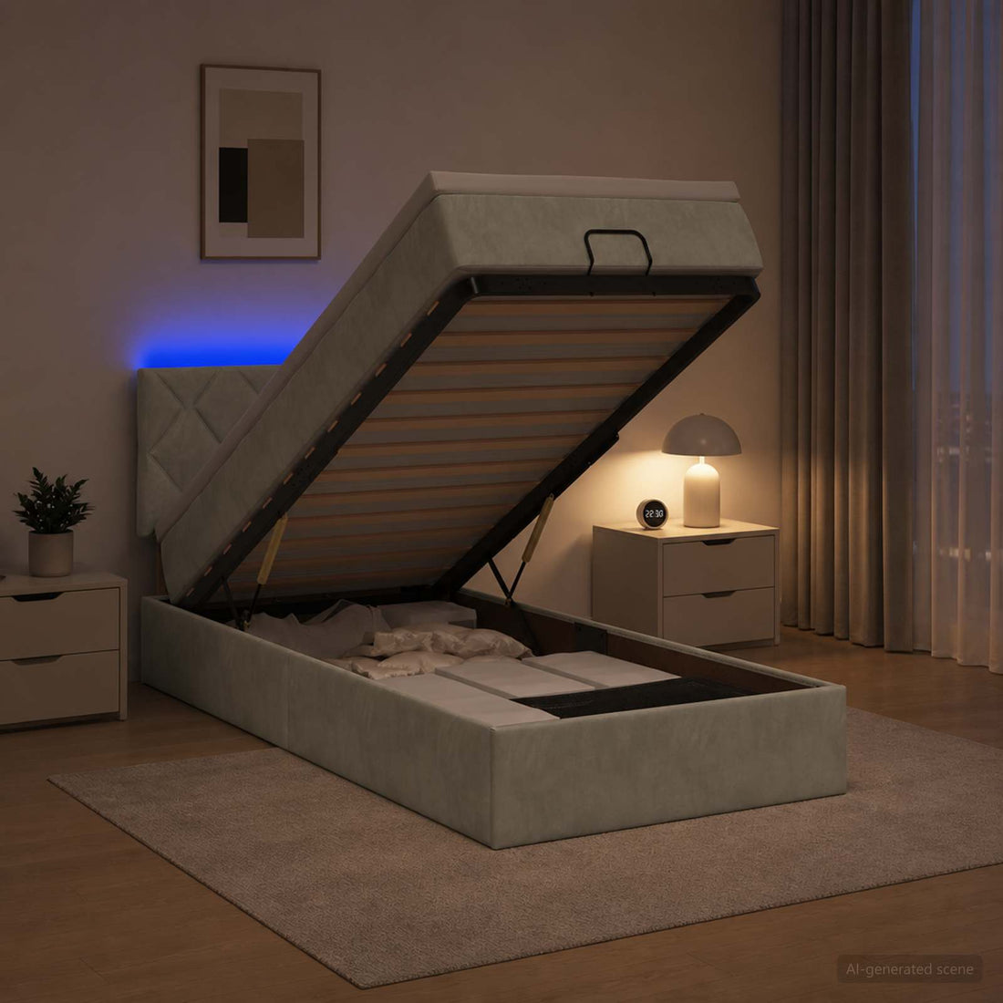 vidaXL Cama tipo otomana con colchón y LED Gris Claro 80 x 200 cm