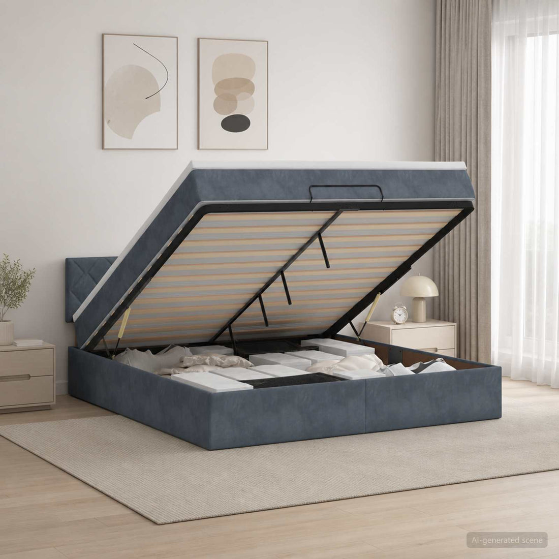 vidaXL Cama otomana con colchón Gris oscuro 140 x 190 cm Terciopelo