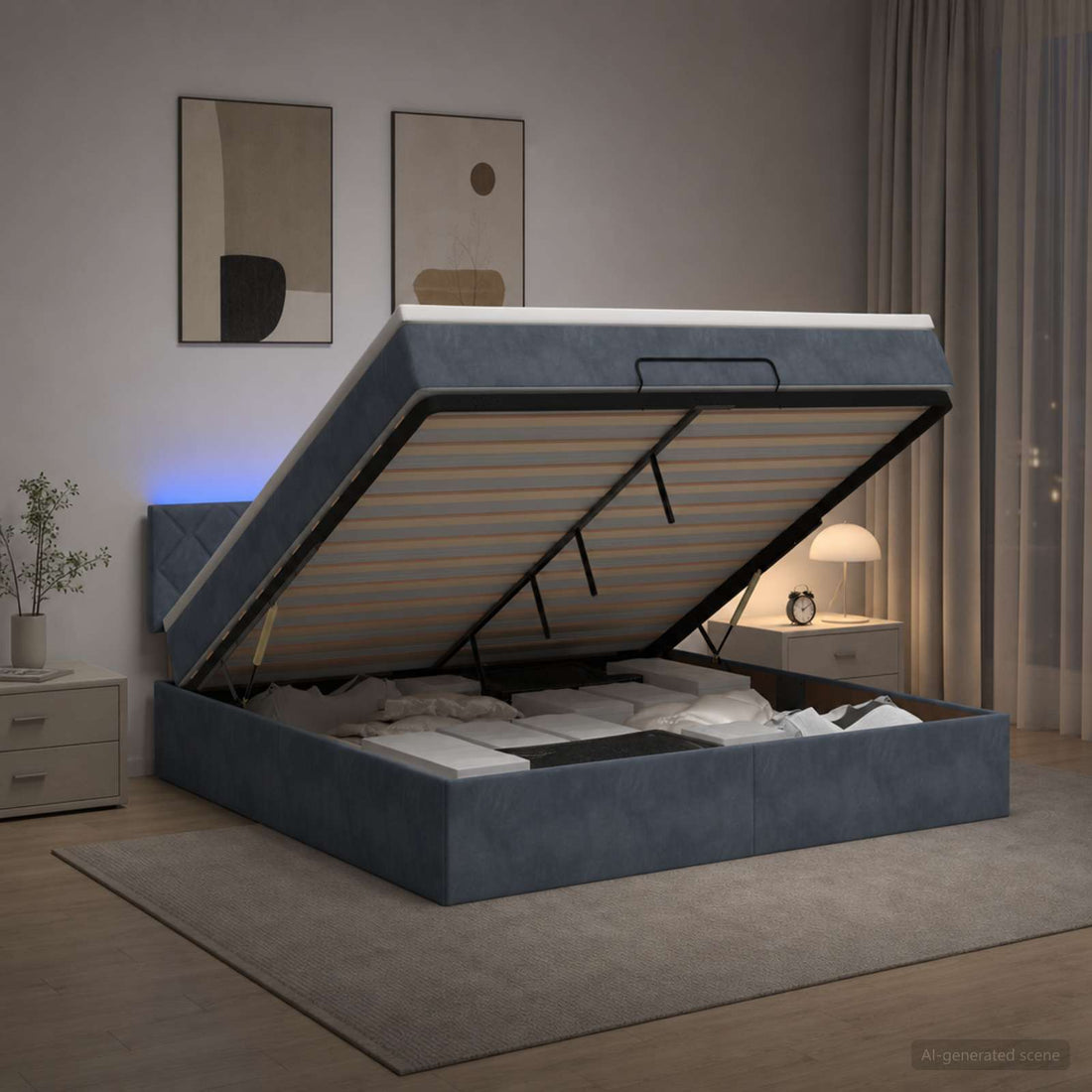 vidaXL Cama tipo otomana con colchón y LED Gris oscuro 140 x 200 cm