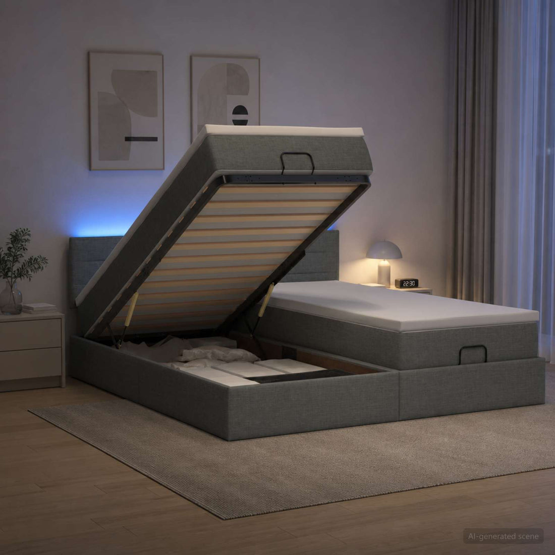 vidaXL Cama tipo otomana con colchón y LED Gris oscuro 160 x 200 cm