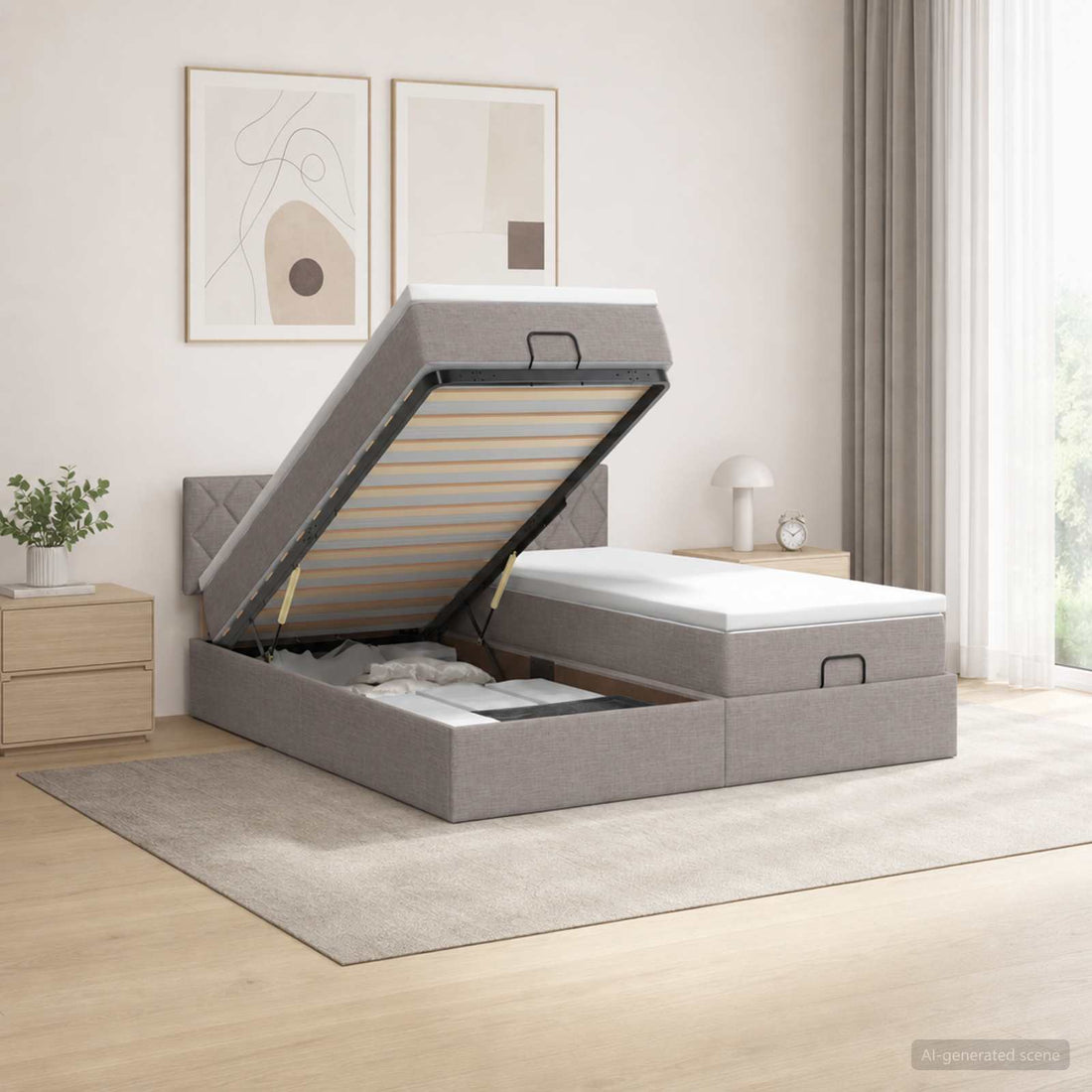 vidaXL Cama otomana con colchón con cabecera 2 uds. Topo Tela