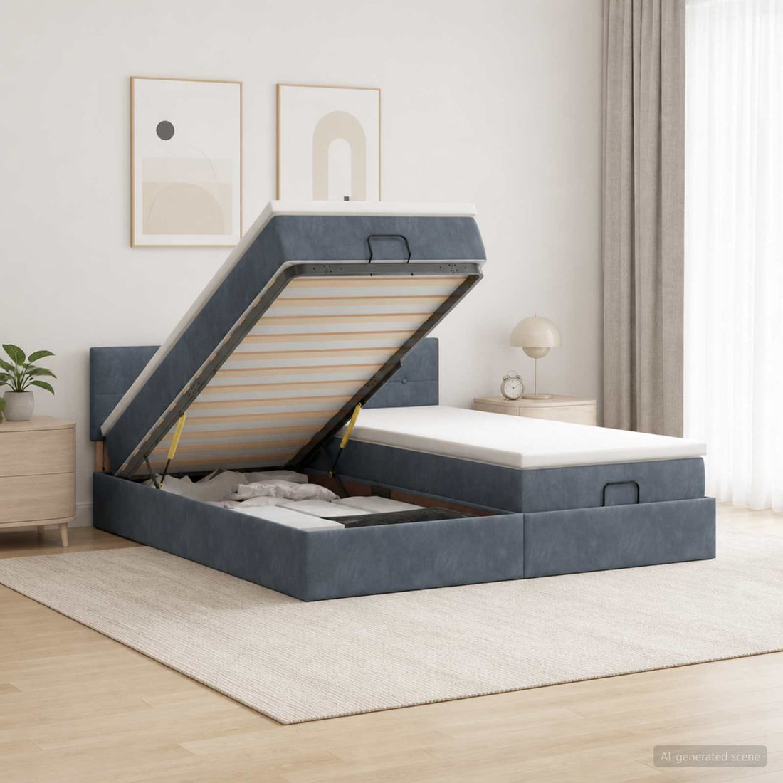 vidaXL Cama otomana con colchón 2 uds. Gris oscuro Terciopelo