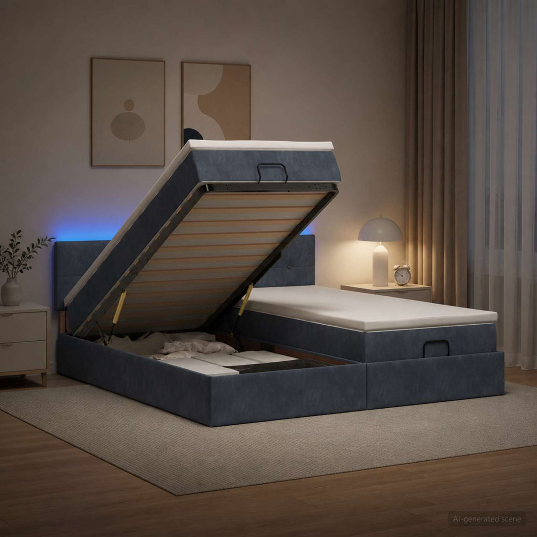 vidaXL Cama tipo otomana con colchón y LED Gris oscuro 180 x 200 cm