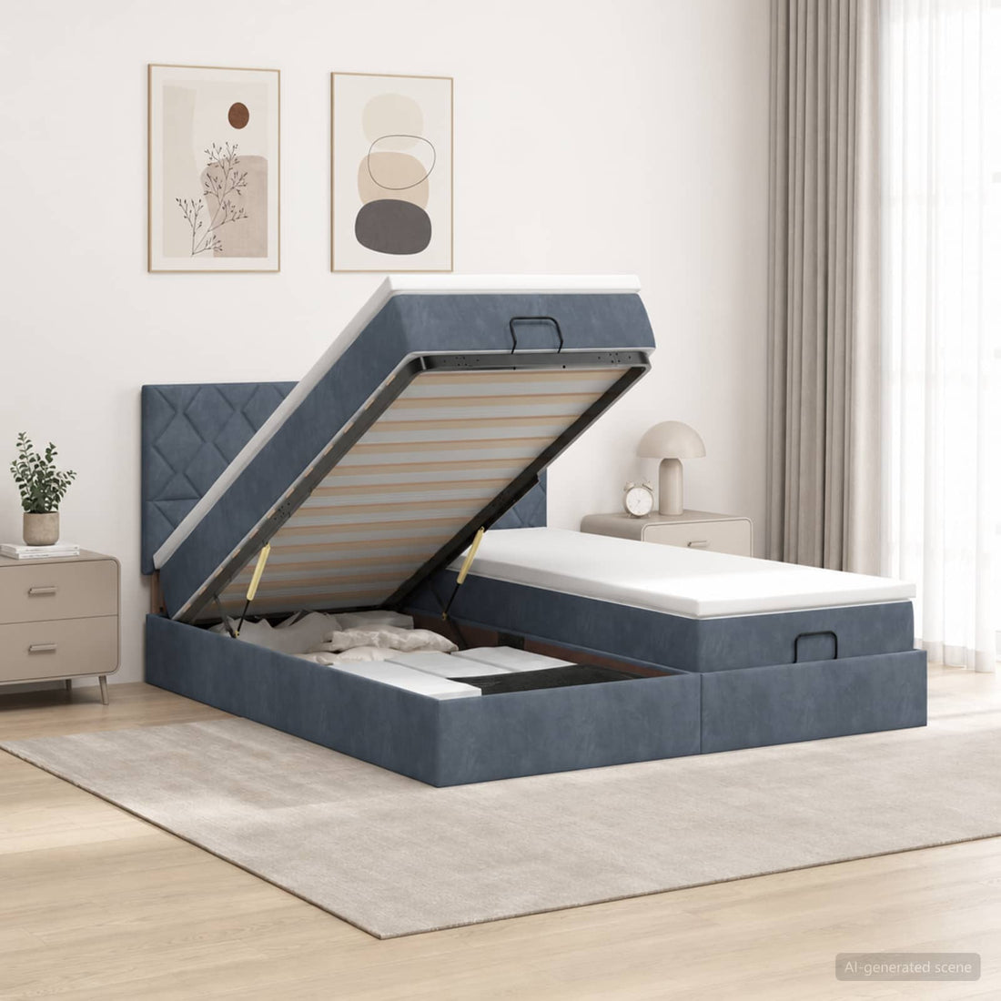 vidaXL Cama otomana con colchón 2 uds. Gris oscuro Terciopelo