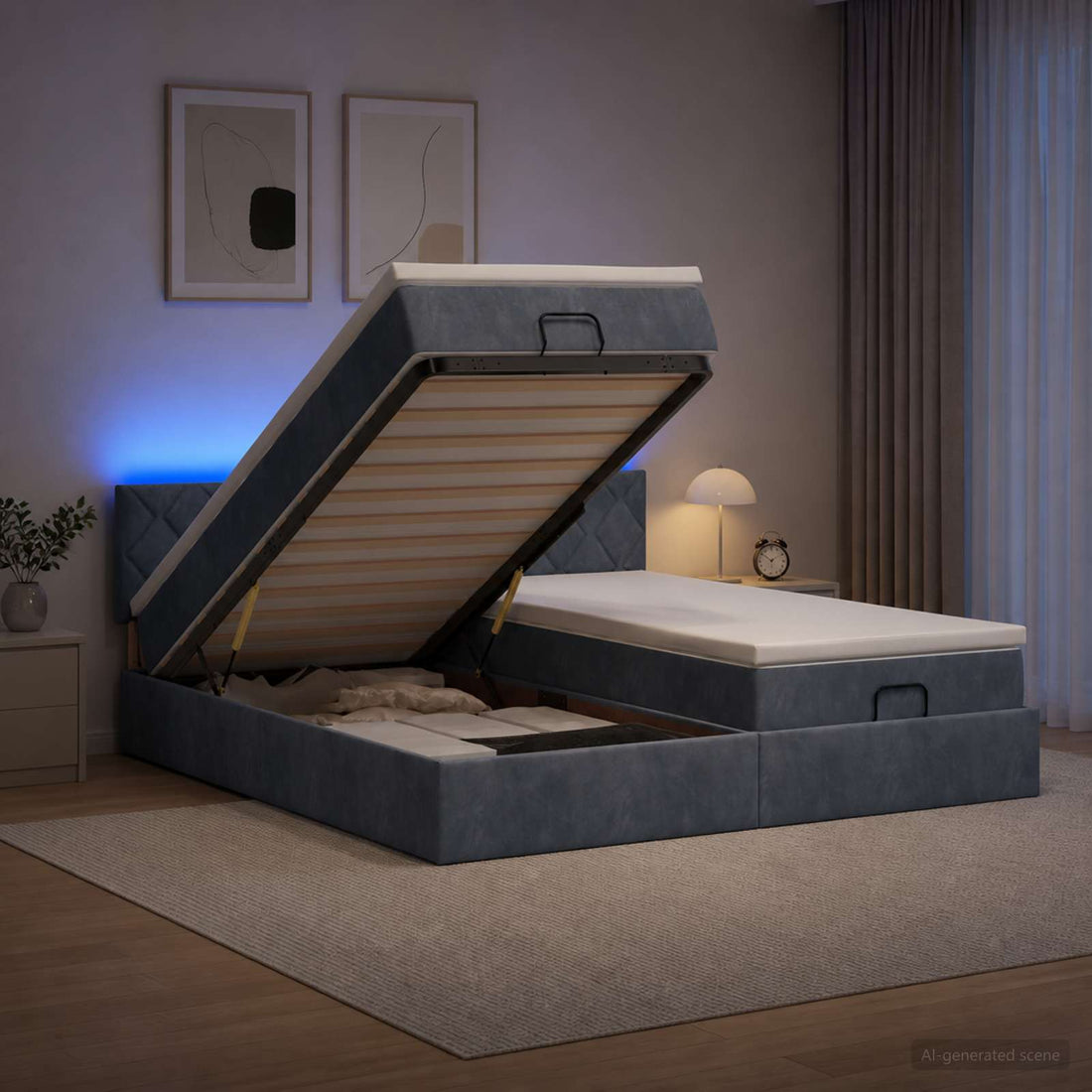 vidaXL Cama tipo otomana con colchón y LED Gris oscuro 160 x 200 cm