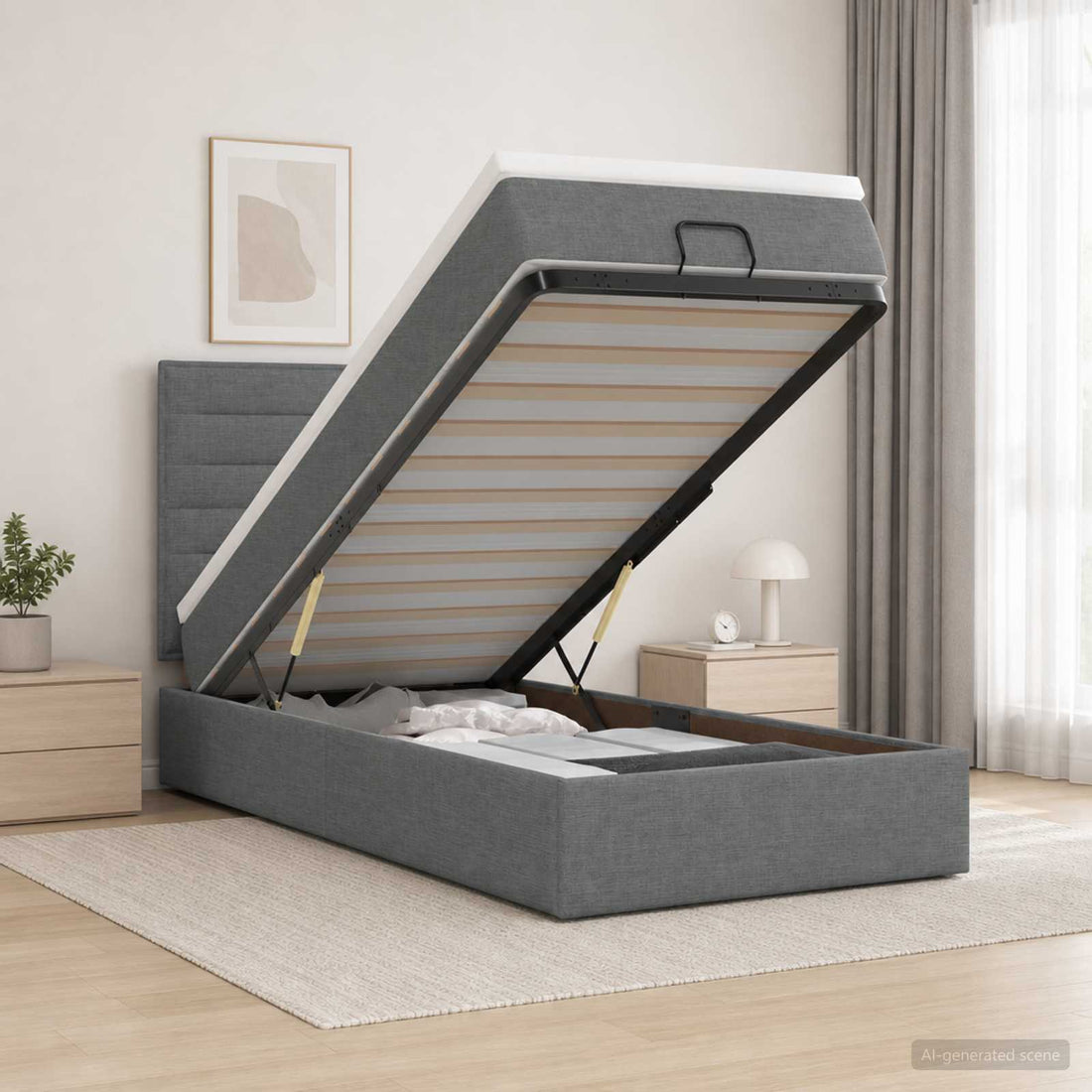 vidaXL Cama otomana con colchón Gris oscuro 80 x 200 cm Tela