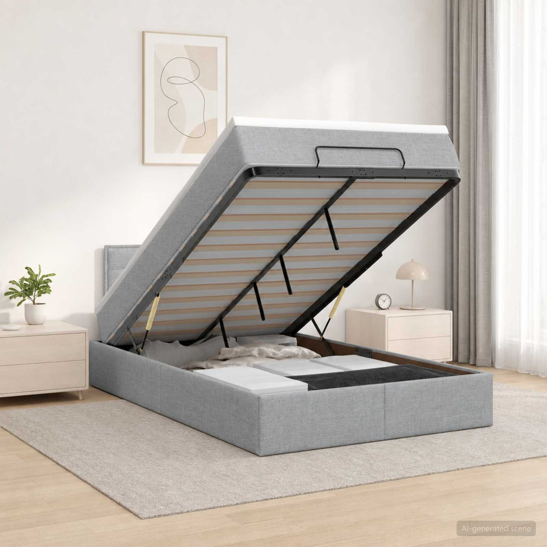 vidaXL Cama otomana con colchón Gris Claro 120 x 200 cm Tela