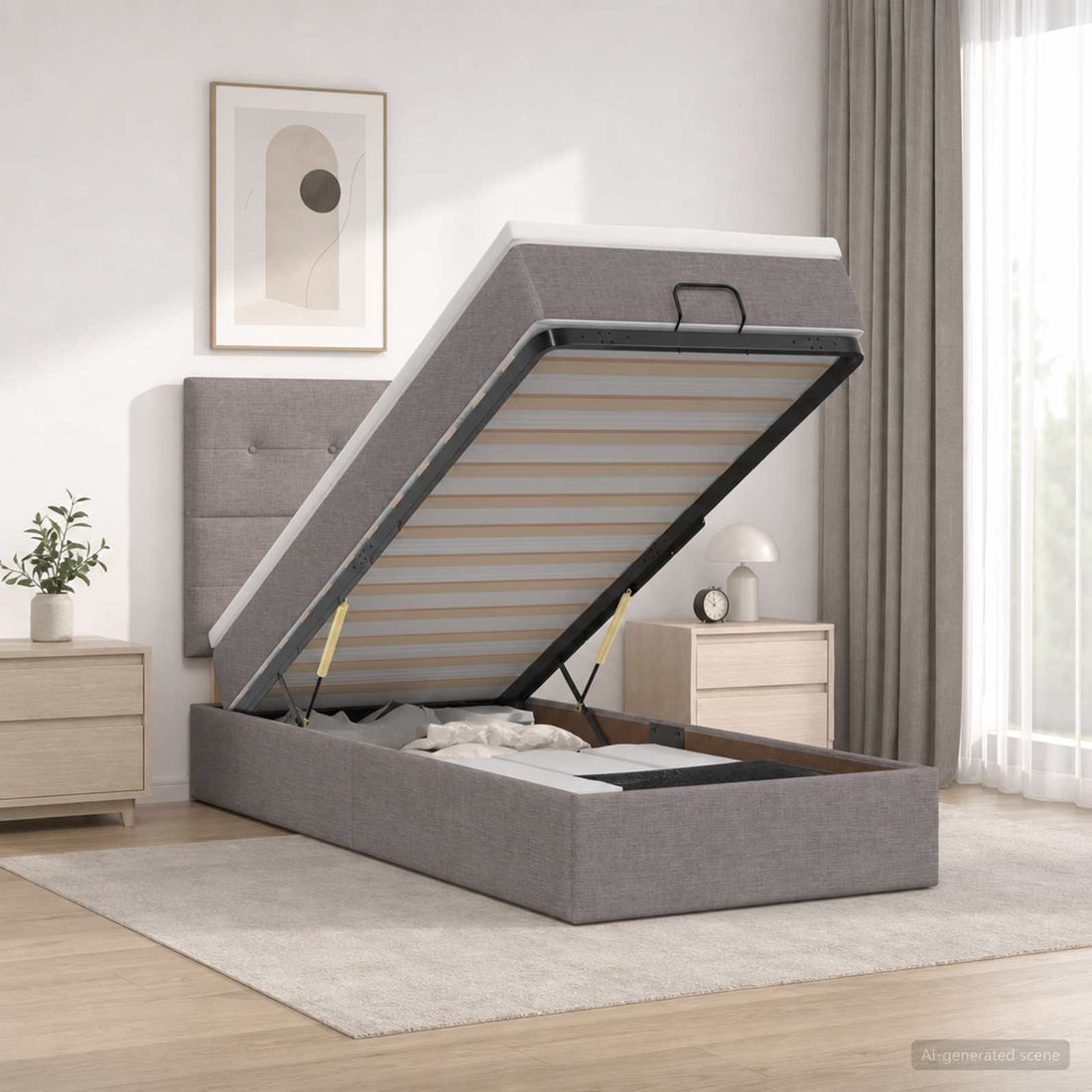 vidaXL Cama otomana con colchón con cabecera Topo 80 x 200 cm Tela