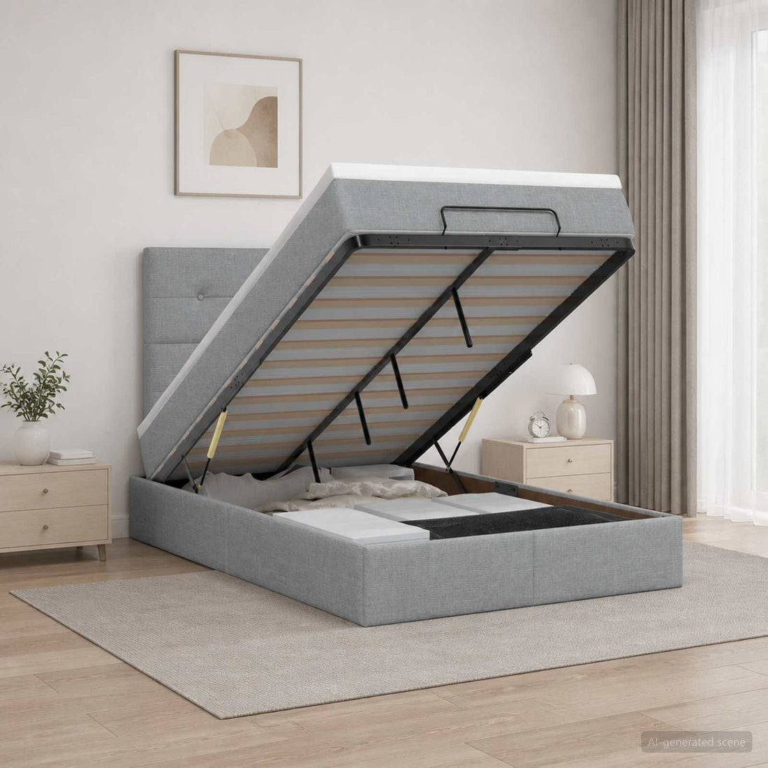vidaXL Cama otomana con colchón Gris Claro 120 x 190 cm Tela