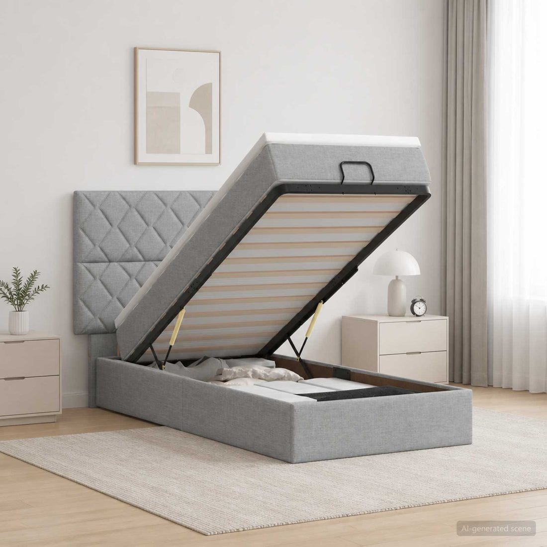 vidaXL Cama otomana con colchón Gris Claro 80 x 200 cm Tela
