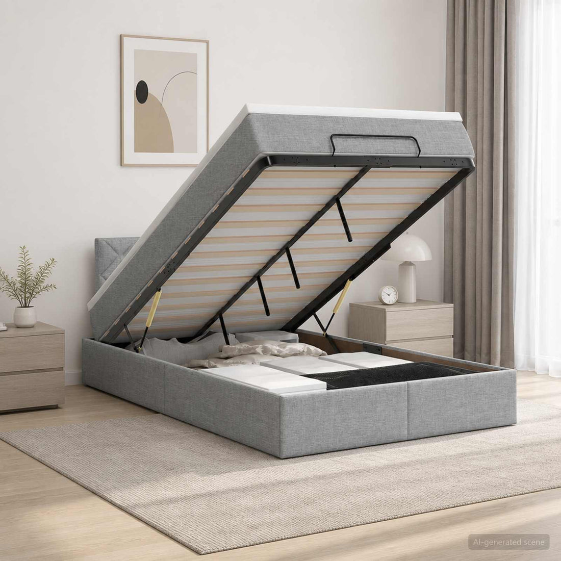 vidaXL Cama otomana con colchón Gris Claro 120 x 200 cm Tela