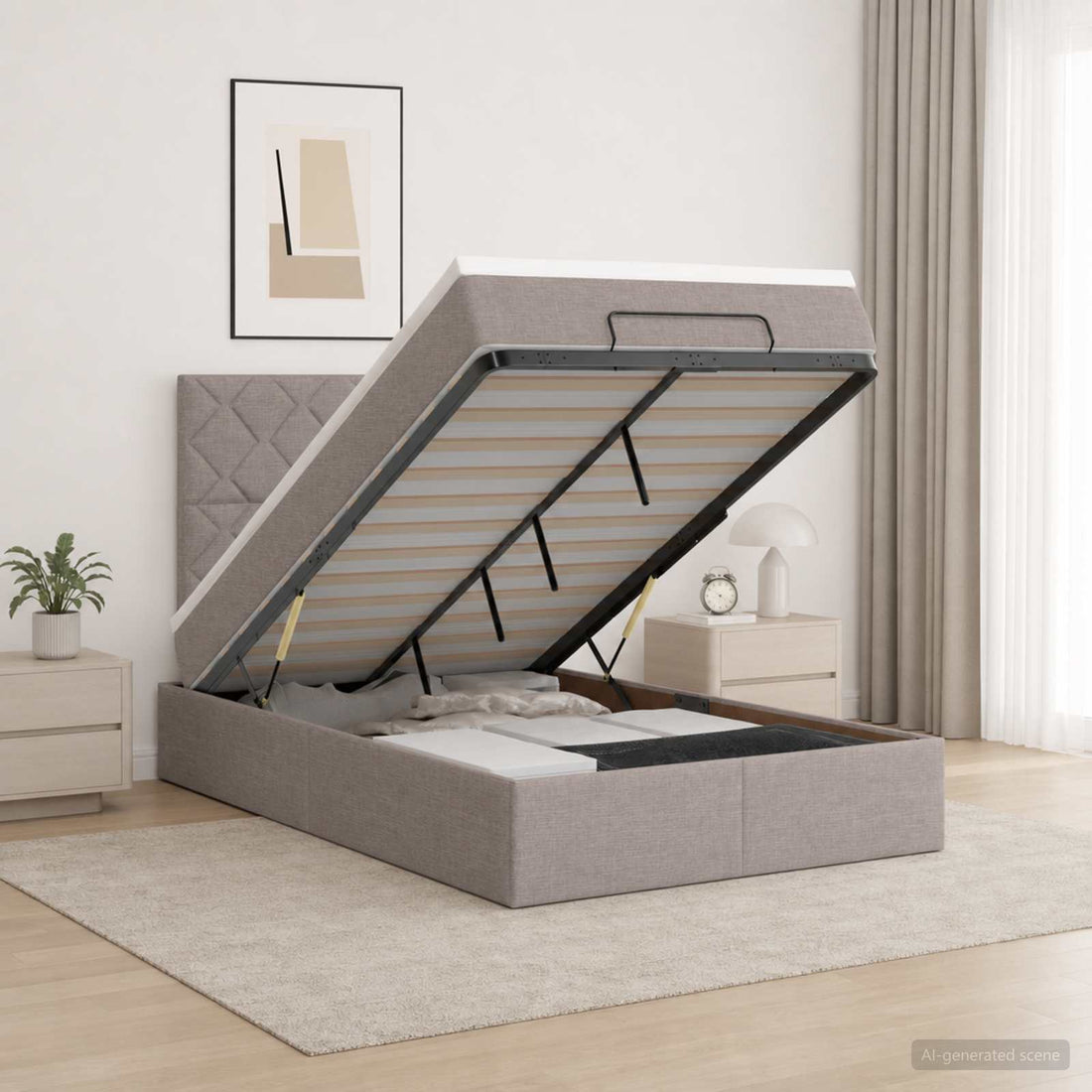 vidaXL Cama otomana con colchón con cabecera Topo 120 x 190 cm Tela