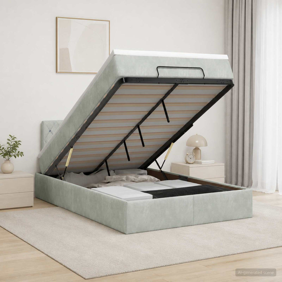 vidaXL Cama otomana con colchón Gris Claro 120 x 190 cm Terciopelo