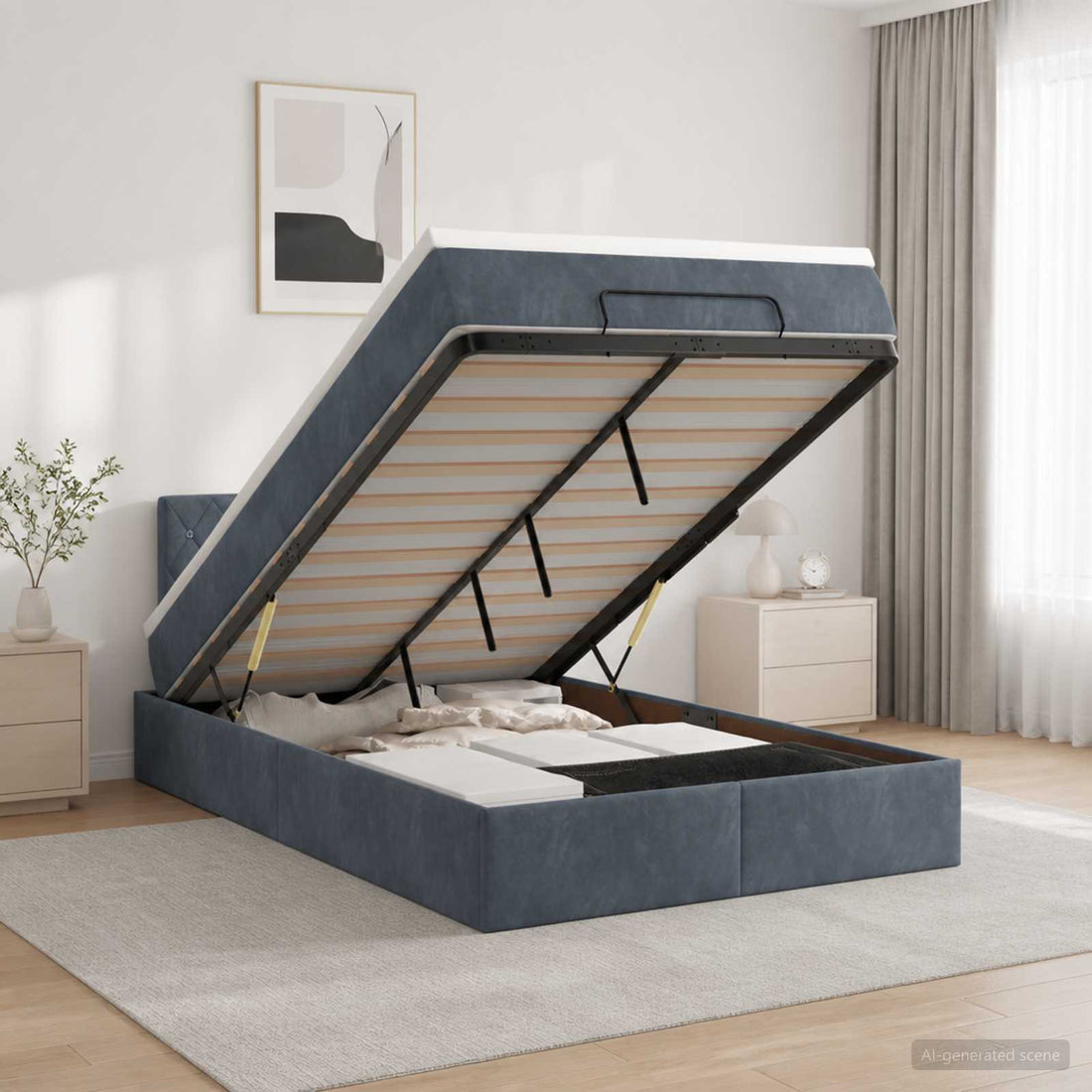 vidaXL Cama otomana con colchón Gris oscuro 120 x 200 cm Terciopelo