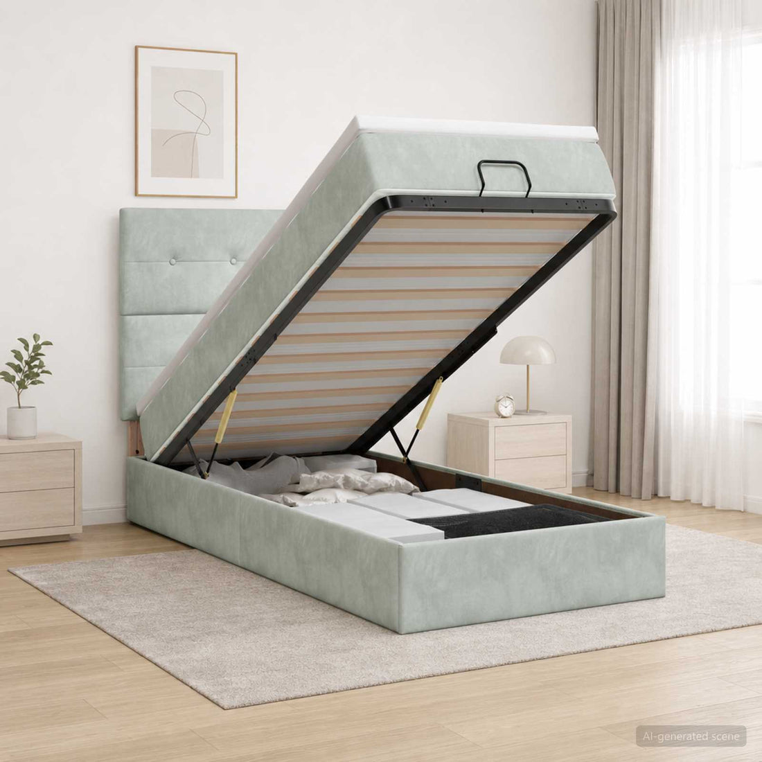 vidaXL Cama otomana con colchón Gris Claro 80 x 200 cm Terciopelo