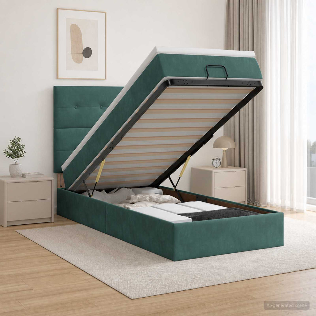 vidaXL Cama otomana con colchón Verde oscuro 80 x 200 cm Terciopelo