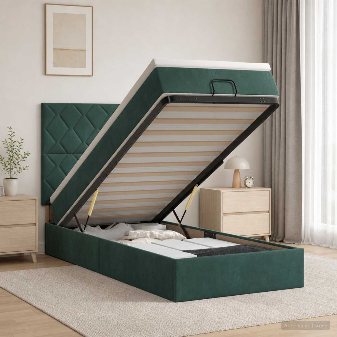 vidaXL Cama otomana con colchón Verde oscuro 80 x 200 cm Terciopelo