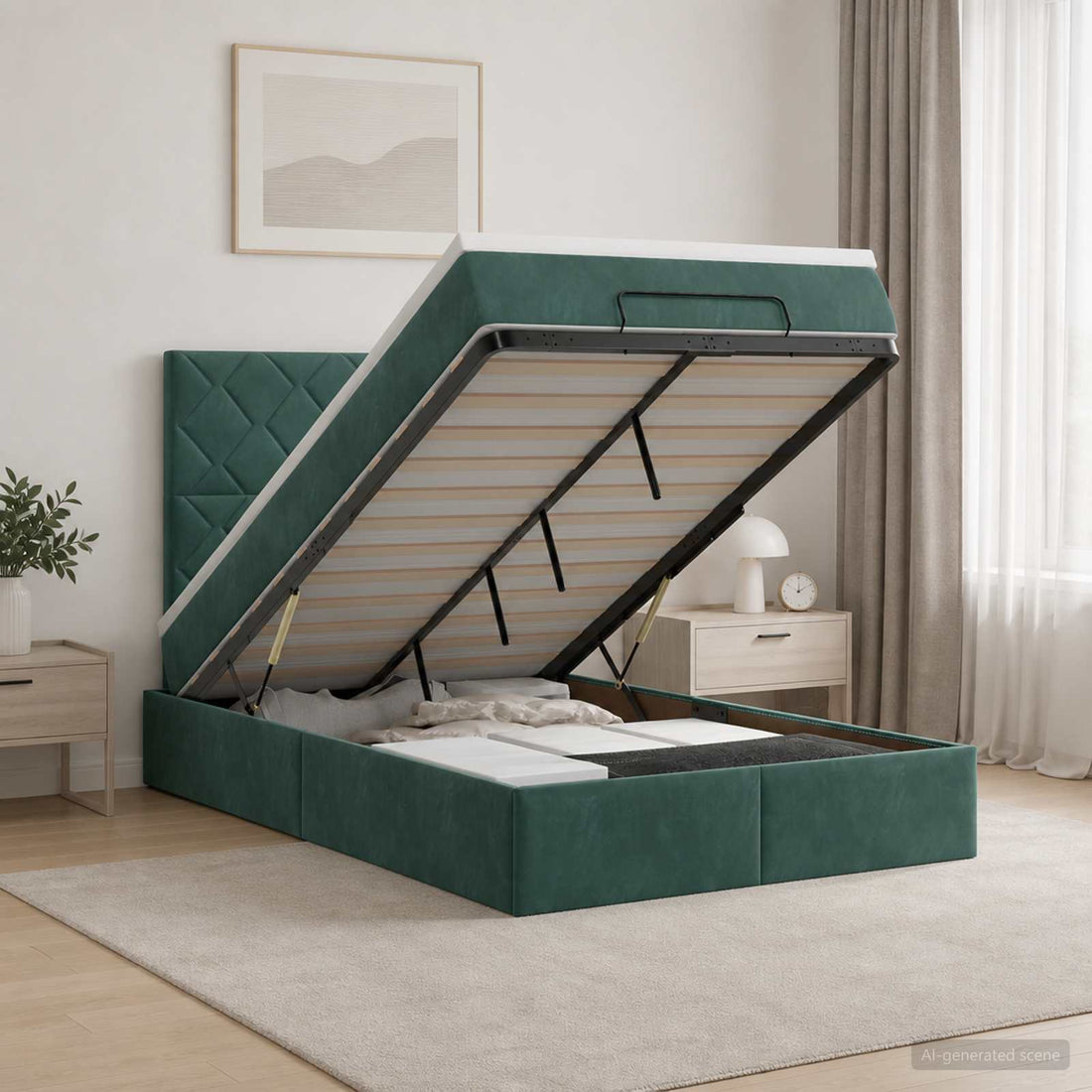 vidaXL Cama otomana con colchón Verde oscuro 120 x 200 cm Terciopelo