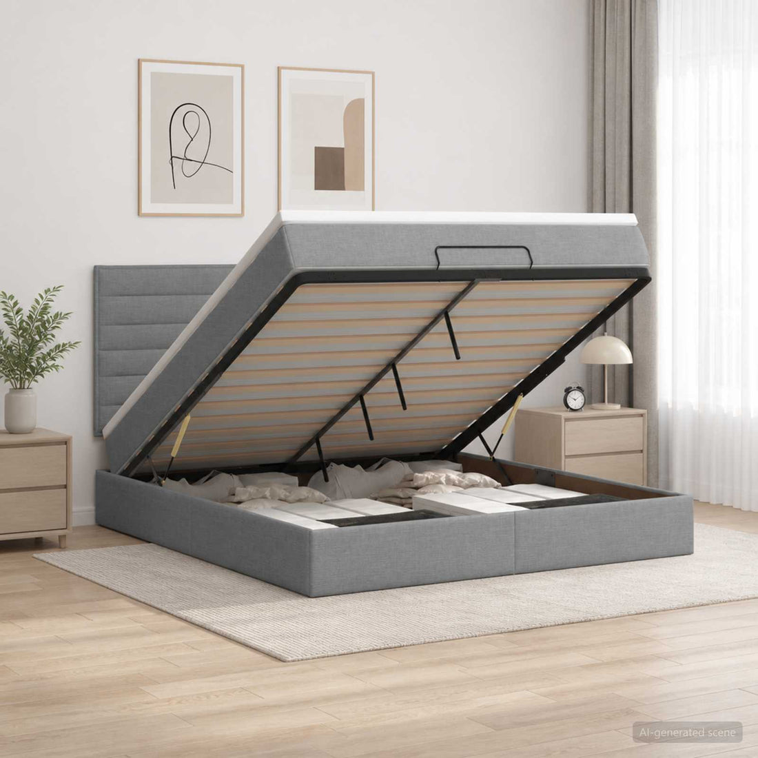 vidaXL Cama otomana con colchón Gris Claro 140 x 200 cm Tela
