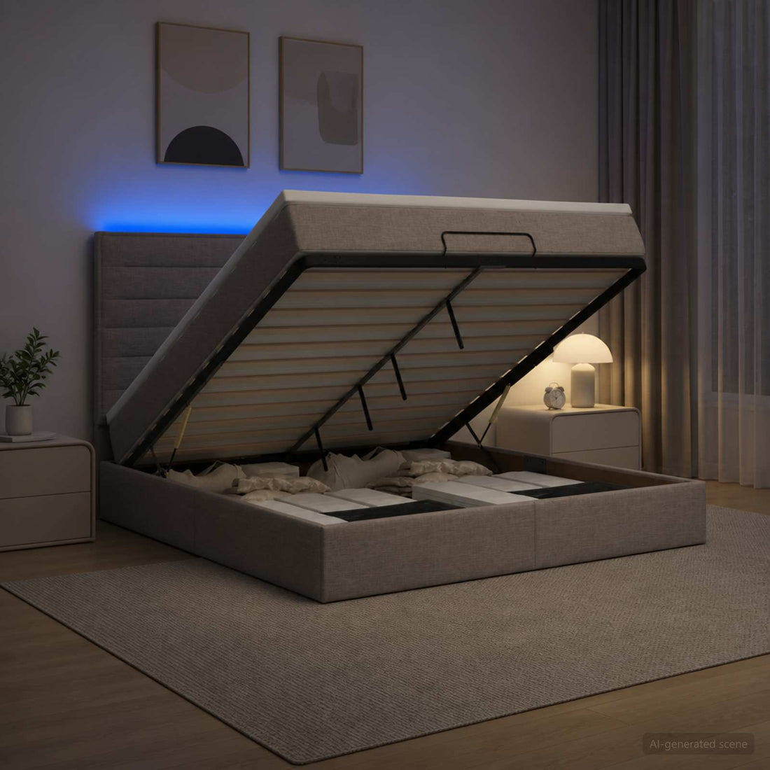 vidaXL Cama tipo otomana con colchón y LED Topo 140 x 190 cm Tela