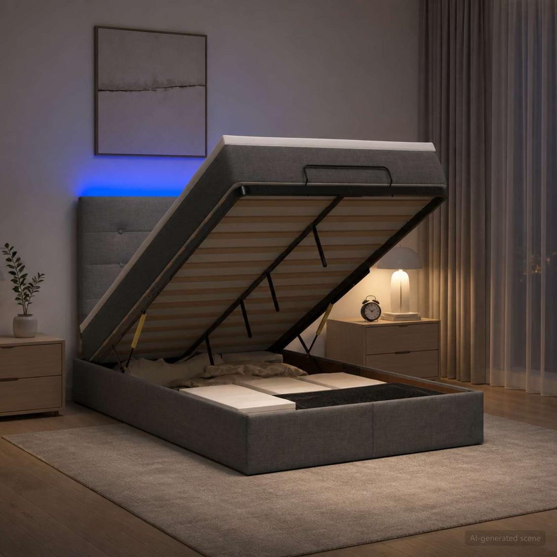 vidaXL Cama tipo otomana con colchón y LED Gris oscuro 120 x 200 cm