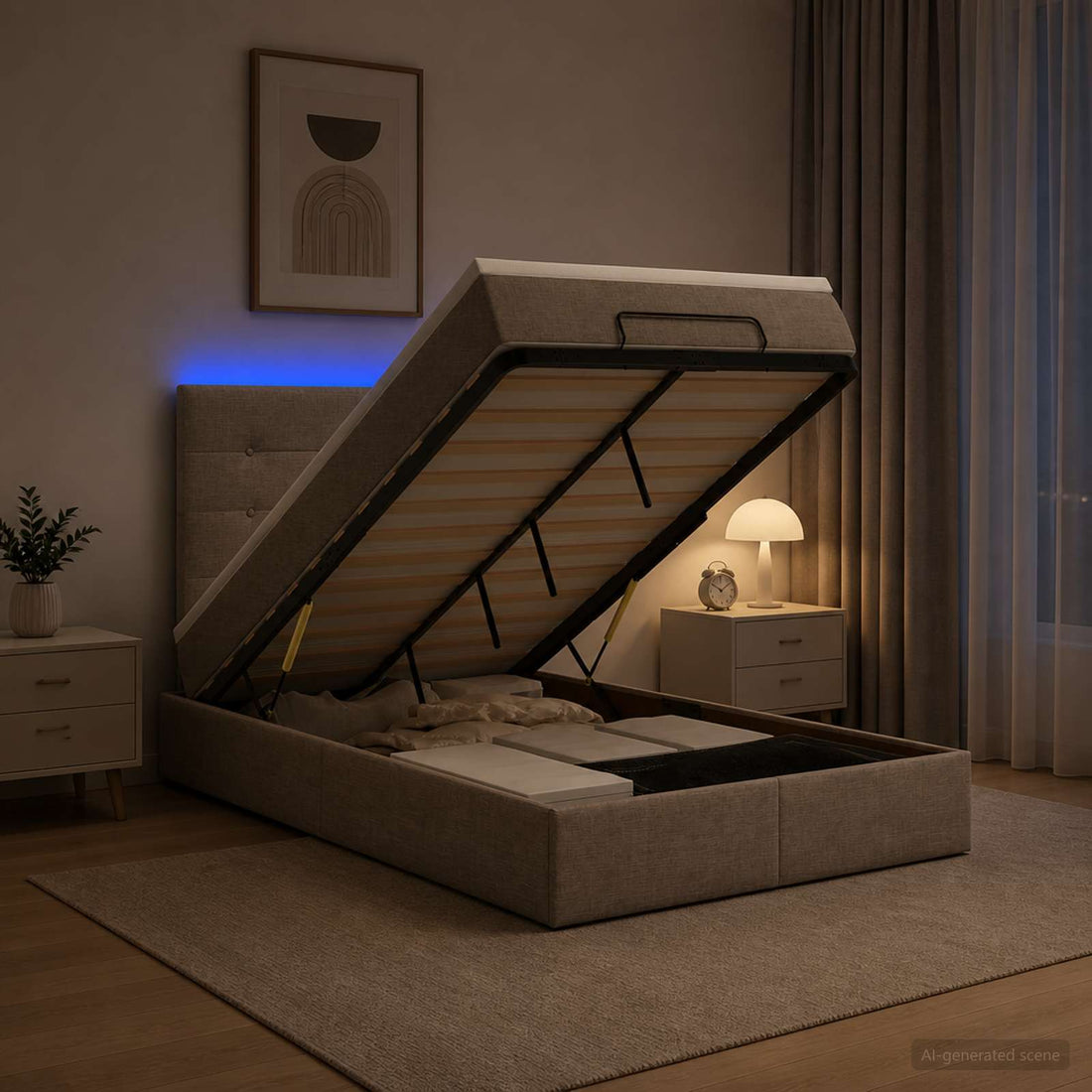 vidaXL Cama tipo otomana con colchón y LED Topo 120 x 200 cm Tela
