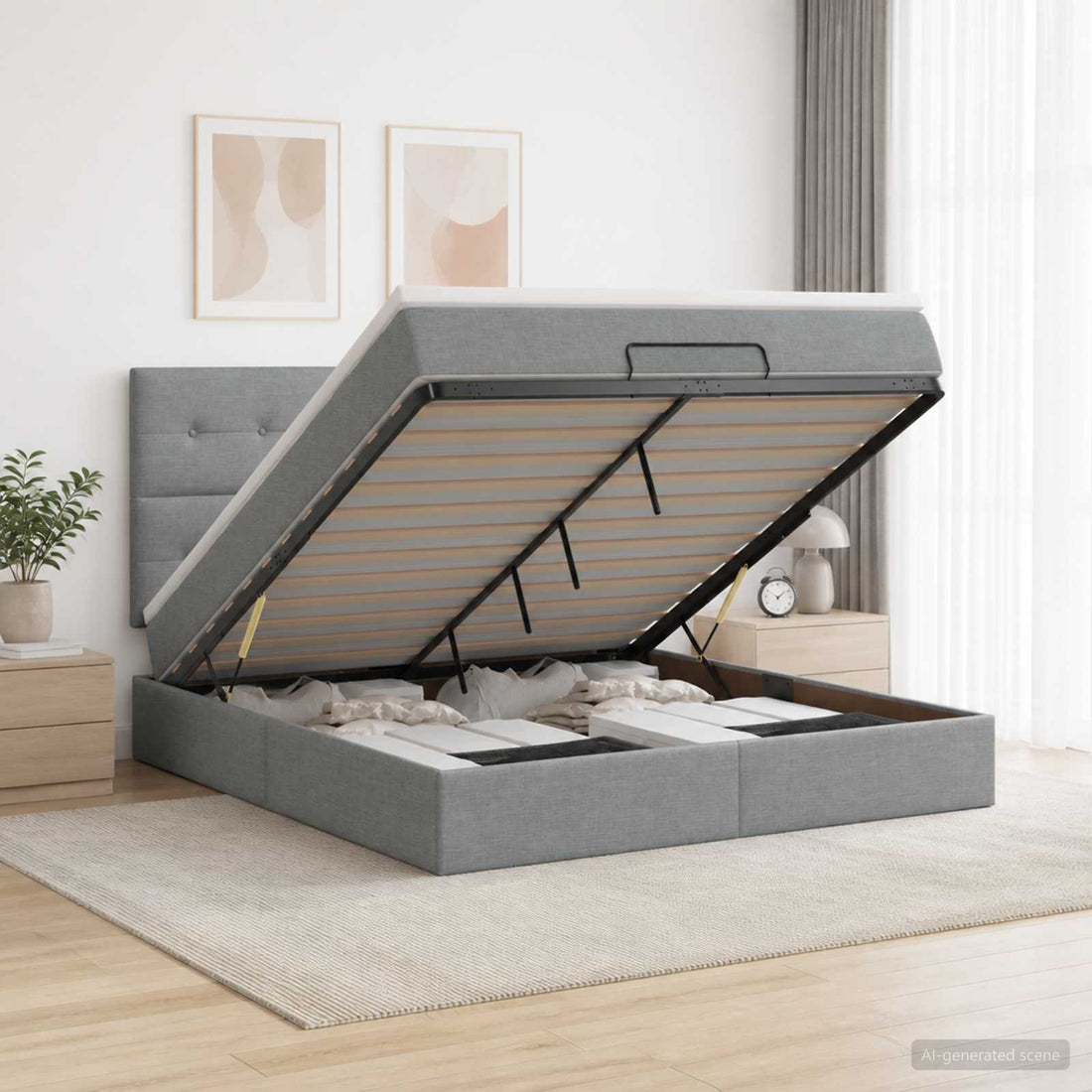 vidaXL Cama otomana con colchón Gris Claro 140 x 190 cm Tela