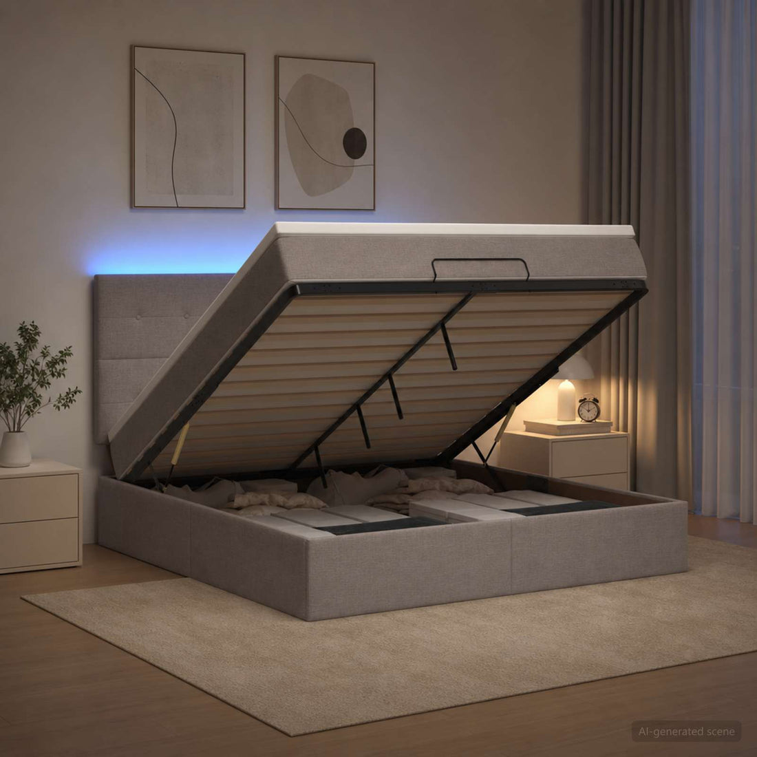 vidaXL Cama tipo otomana con colchón y LED Topo 140 x 200 cm Tela