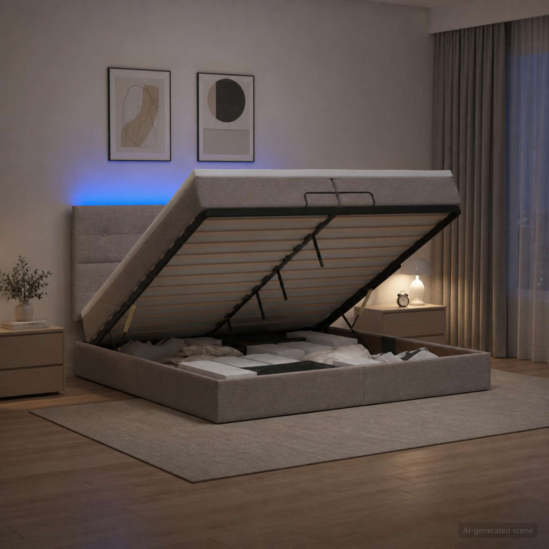 vidaXL Cama tipo otomana con colchón y LED Topo 200 x 200 cm Tela