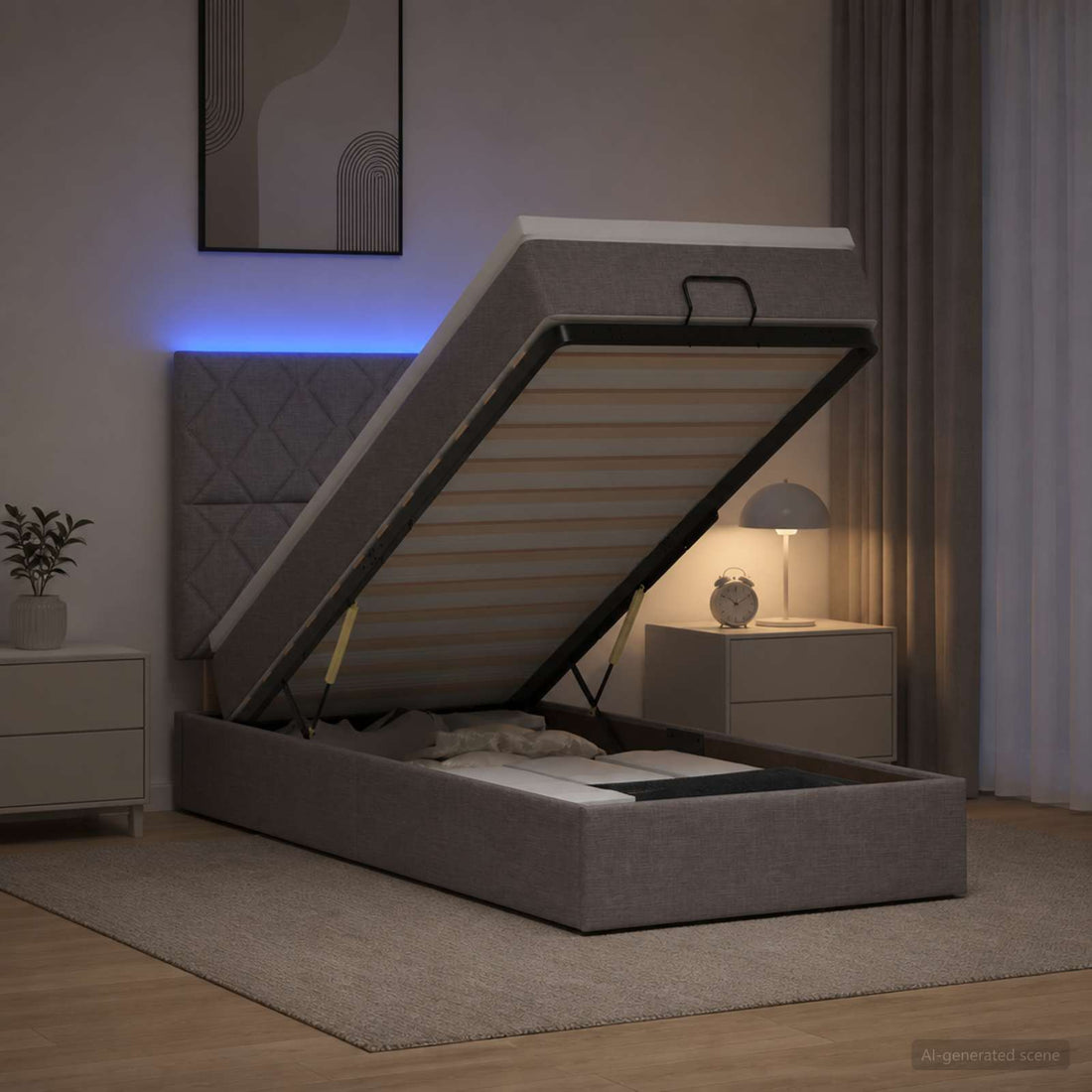 vidaXL Cama tipo otomana con colchón y LED Topo 80 x 200 cm Tela