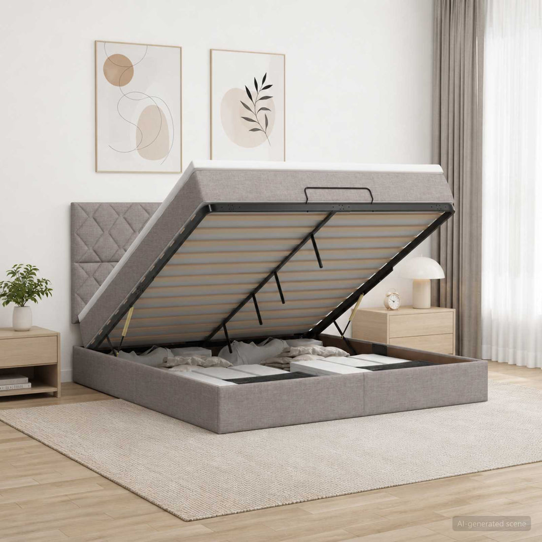 vidaXL Cama otomana con colchón con cabecera Topo 140 x 200 cm Tela