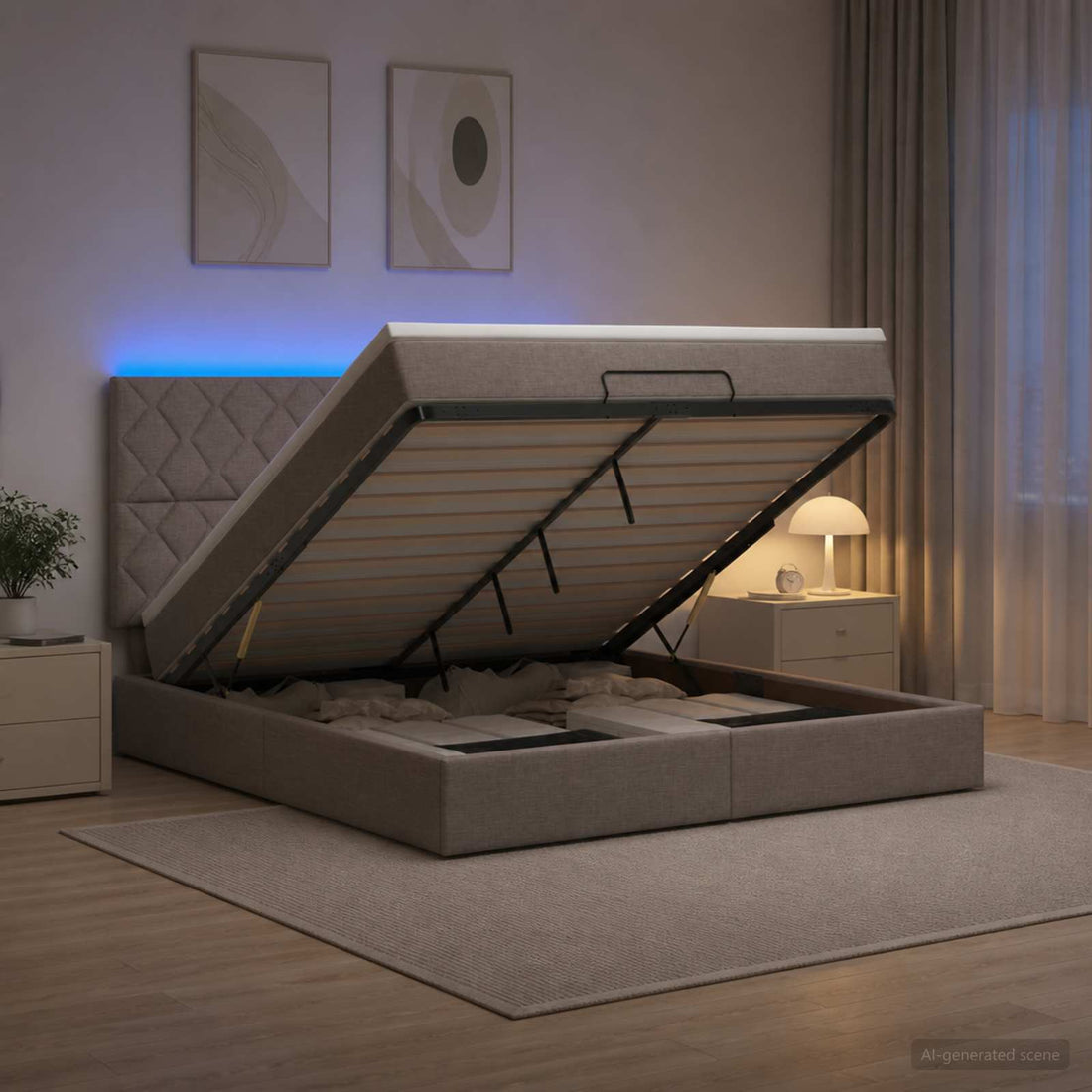 vidaXL Cama tipo otomana con colchón y LED Topo 140 x 200 cm Tela