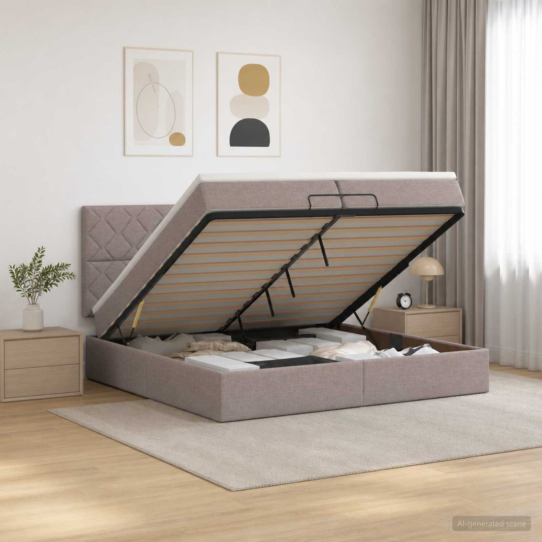 vidaXL Cama otomana con colchón con cabecera Topo 200 x 200 cm Tela