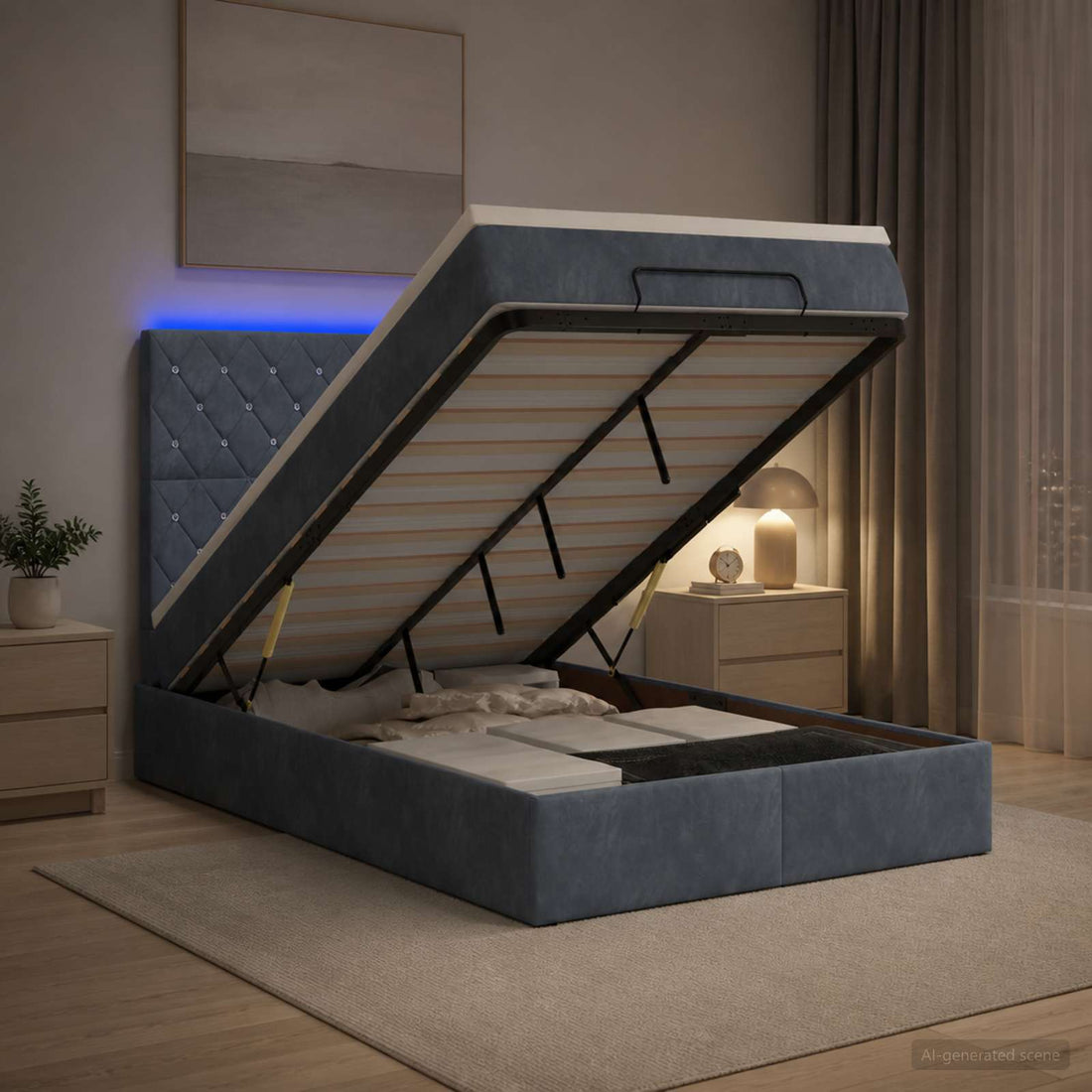 vidaXL Cama tipo otomana con colchón y LED Gris oscuro 120 x 200 cm