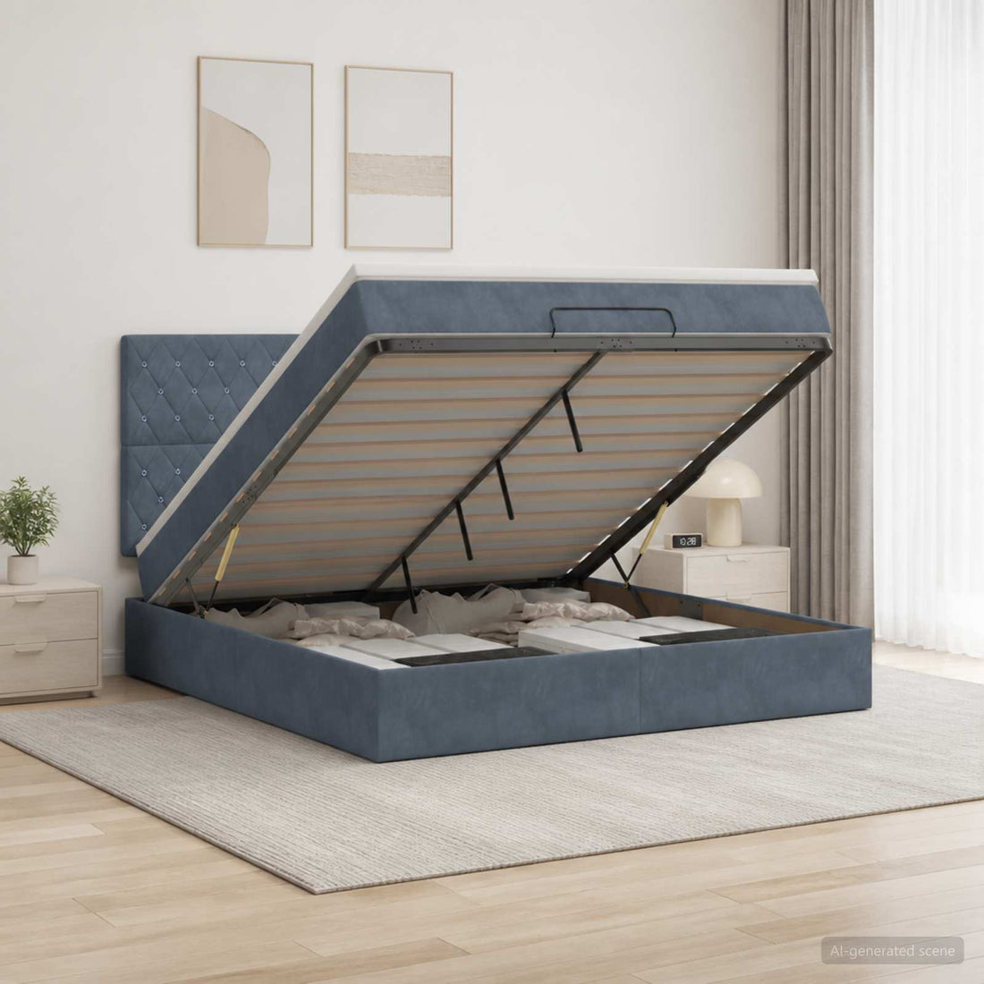 vidaXL Cama otomana con colchón Gris oscuro 160 x 200 cm Terciopelo