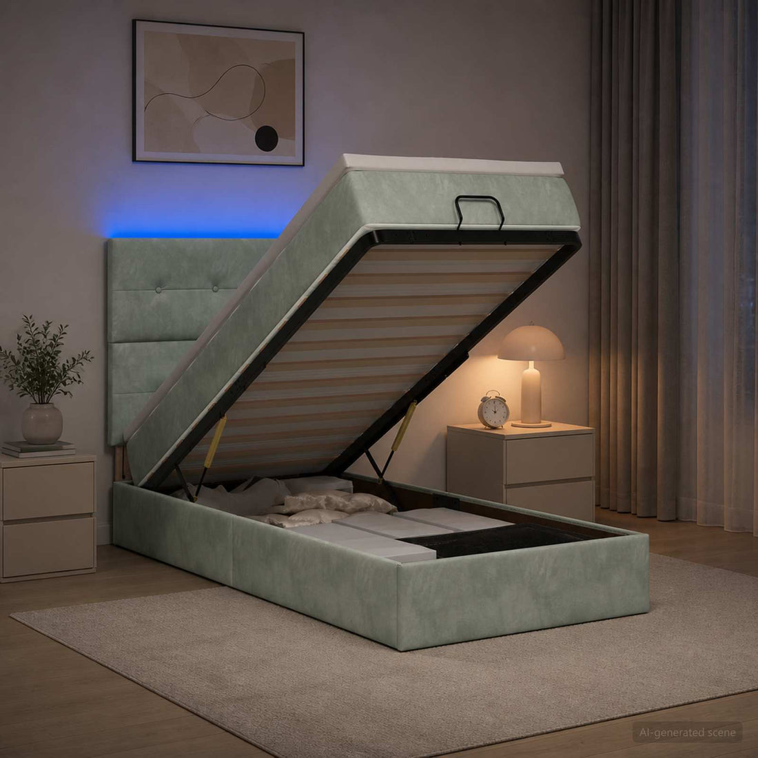 vidaXL Cama tipo otomana con colchón y LED Gris Claro 80 x 200 cm