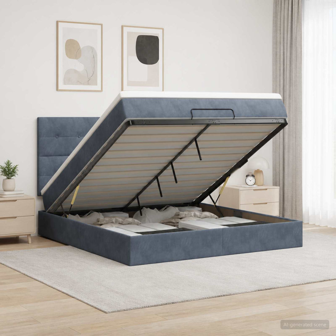 vidaXL Cama tipo otomana con colchón y LED Gris oscuro 160 x 200 cm