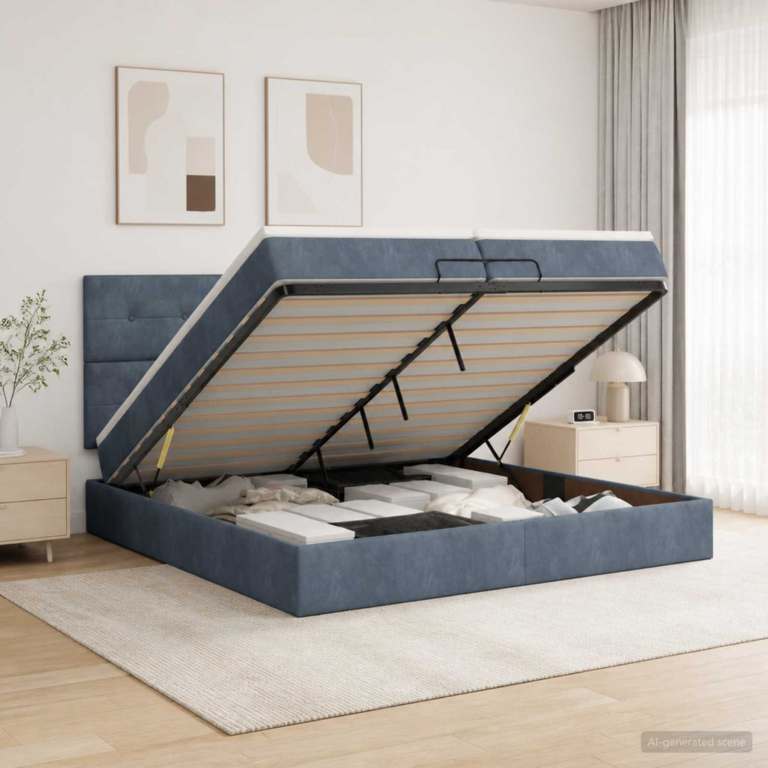 vidaXL Cama otomana con colchón Gris oscuro 200 x 200 cm Terciopelo