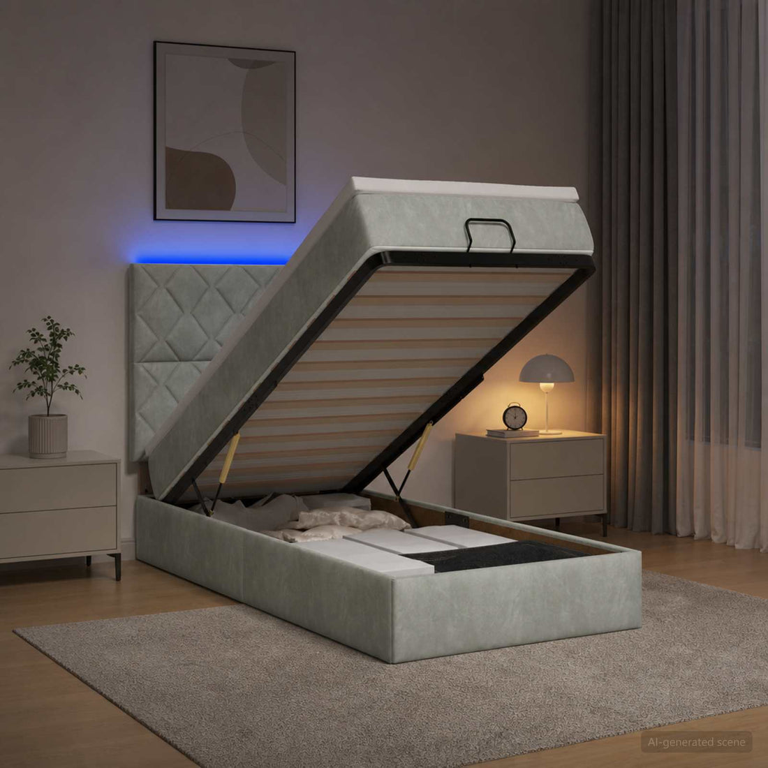 vidaXL Cama tipo otomana con colchón y LED Gris Claro 80 x 200 cm