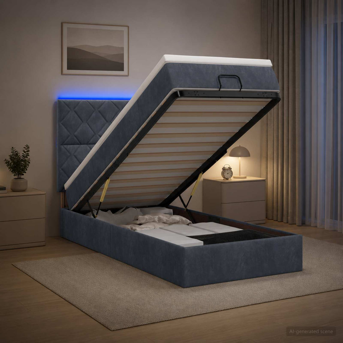 vidaXL Cama tipo otomana con colchón y LED Gris oscuro 80 x 200 cm