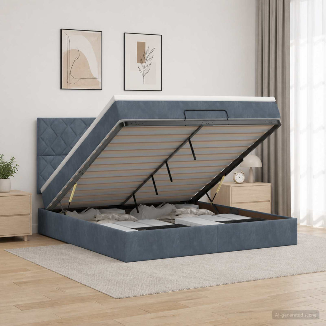 vidaXL Cama tipo otomana con colchón y LED Gris oscuro 140 x 190 cm