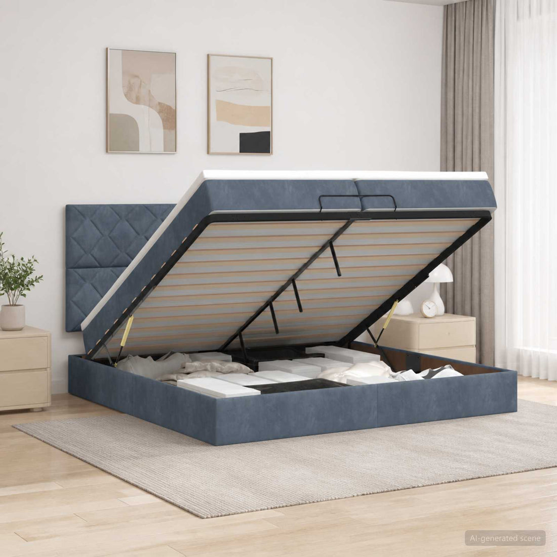 vidaXL Cama tipo otomana con colchón y LED Gris oscuro 200 x 200 cm