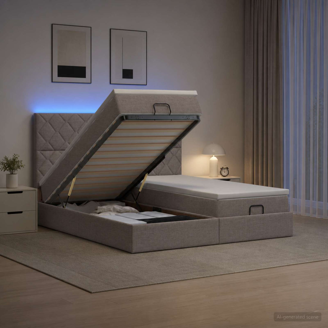 vidaXL Cama tipo otomana con colchón y LED Topo 180 x 200 cm Tela