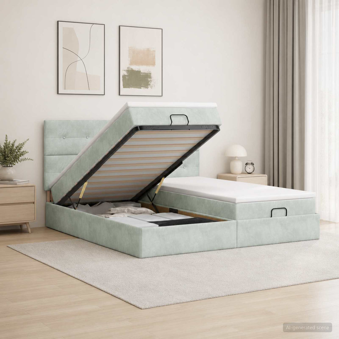 vidaXL Cama tipo otomana con colchón y LED Gris Claro 180 x 200 cm
