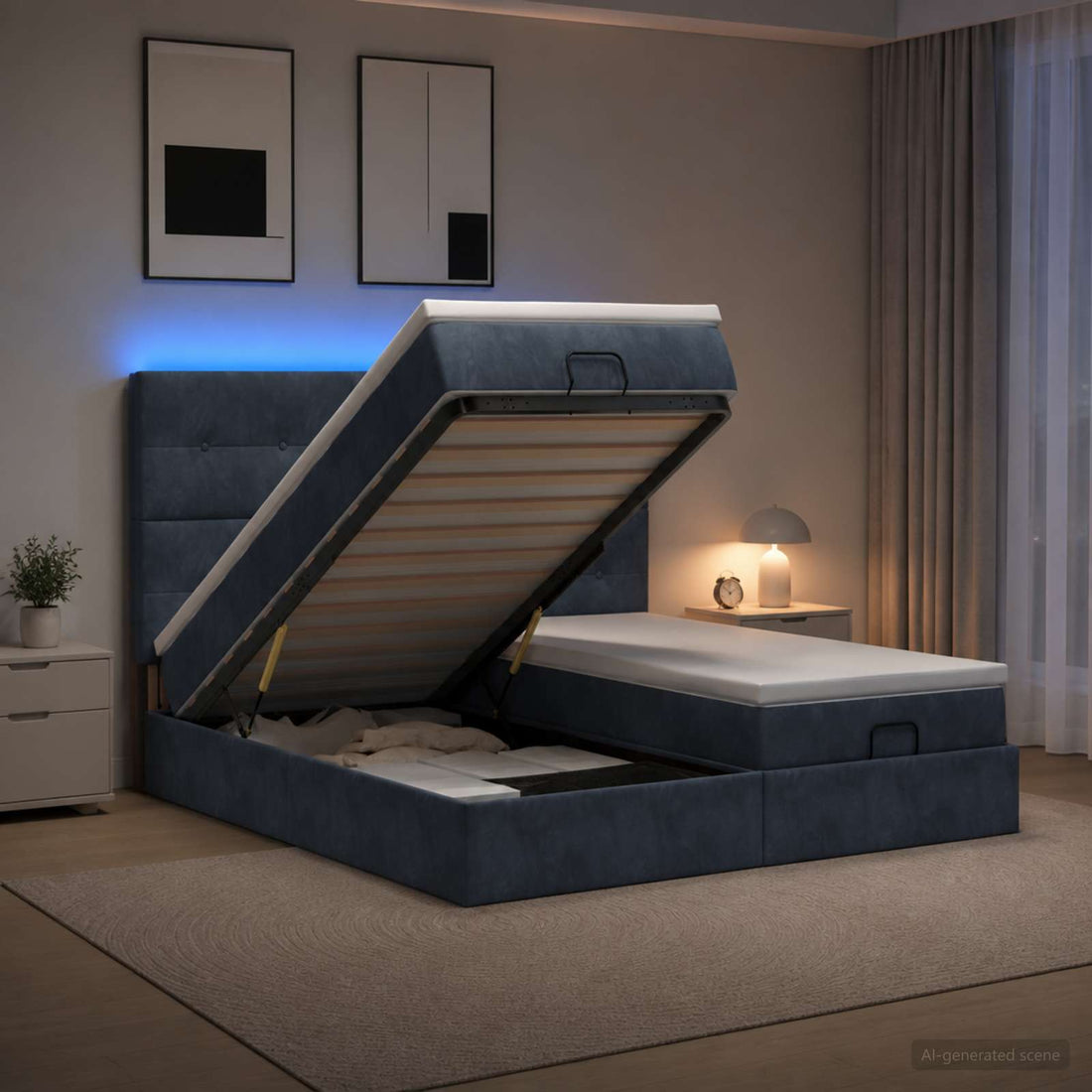 vidaXL Cama tipo otomana con colchón y LED Gris oscuro 160 x 200 cm