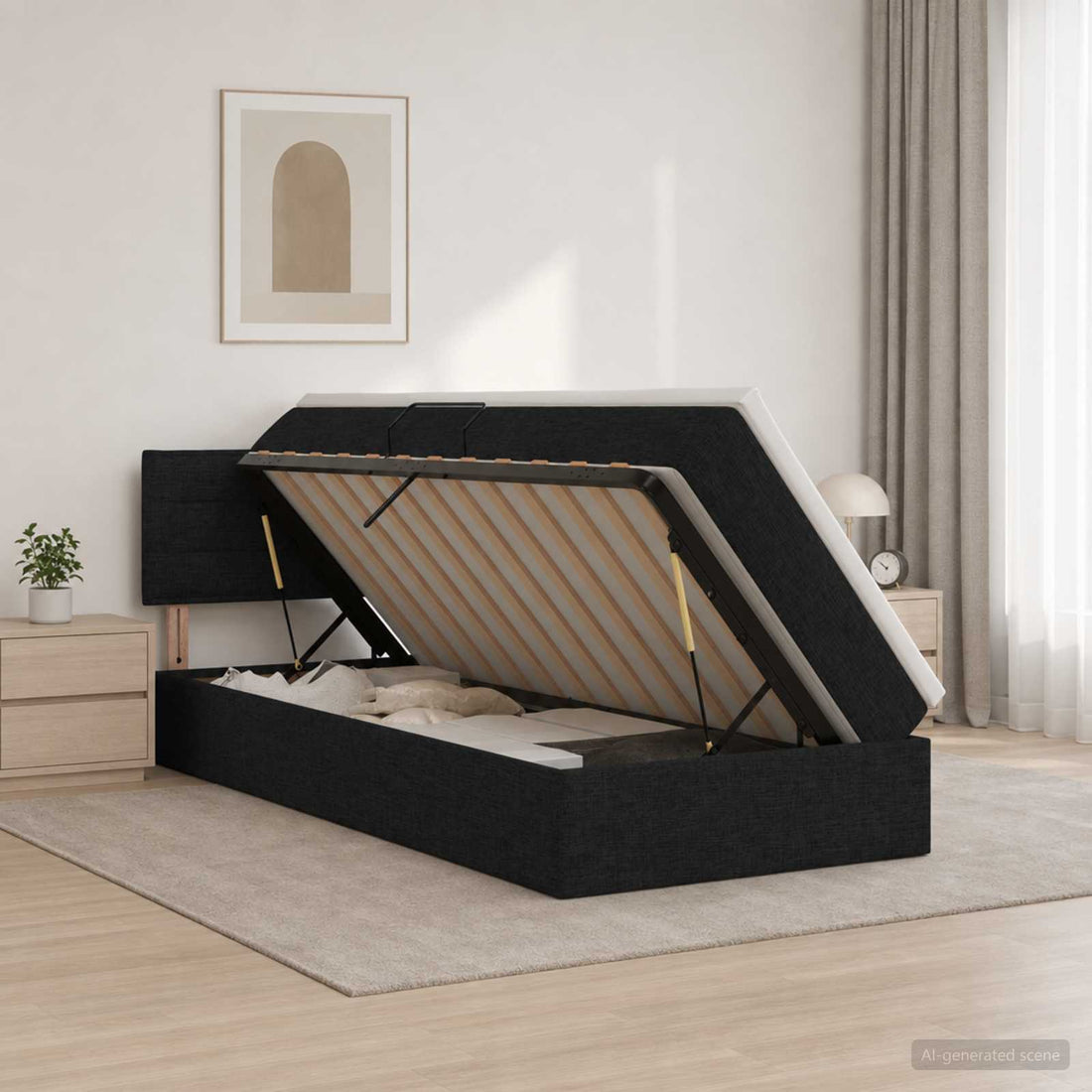 vidaXL Cama con almacenamiento y colchón Negro 90 x 190 cm Terciopelo