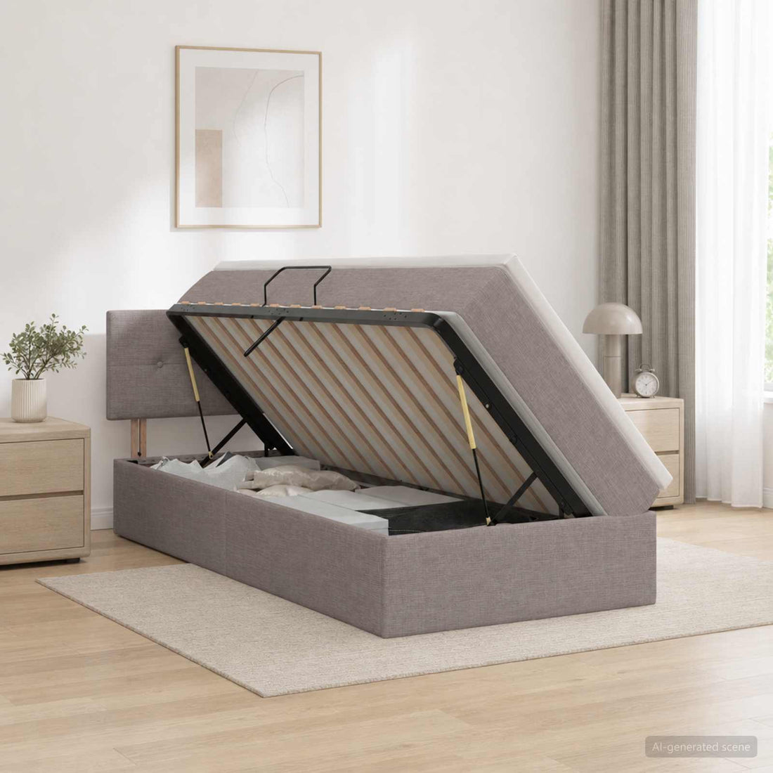 vidaXL Cama con almacenamiento y colchón Topo 90 x 200 cm Terciopelo