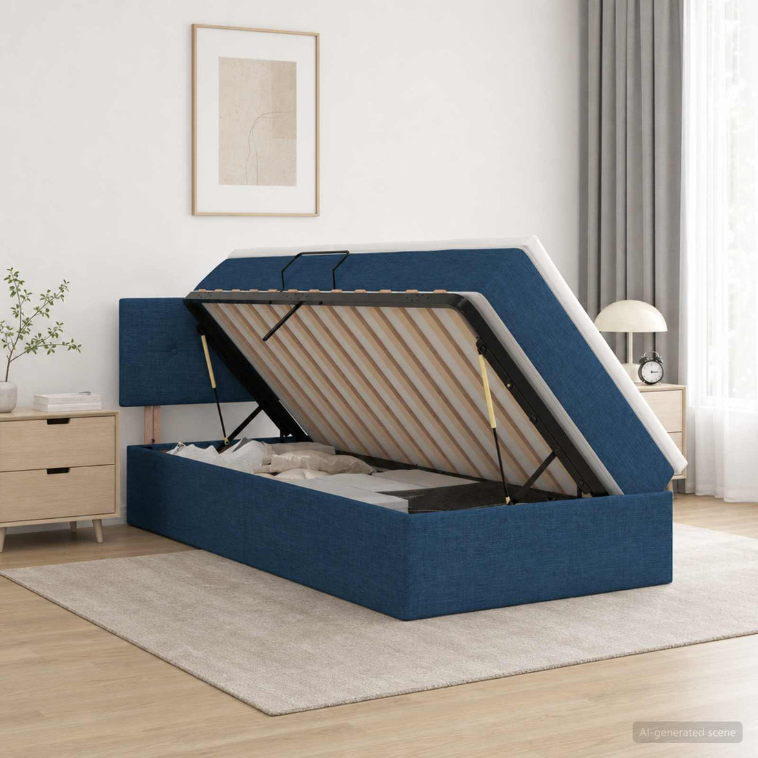 vidaXL Cama con almacenamiento y colchón Azul 90 x 200 cm Terciopelo