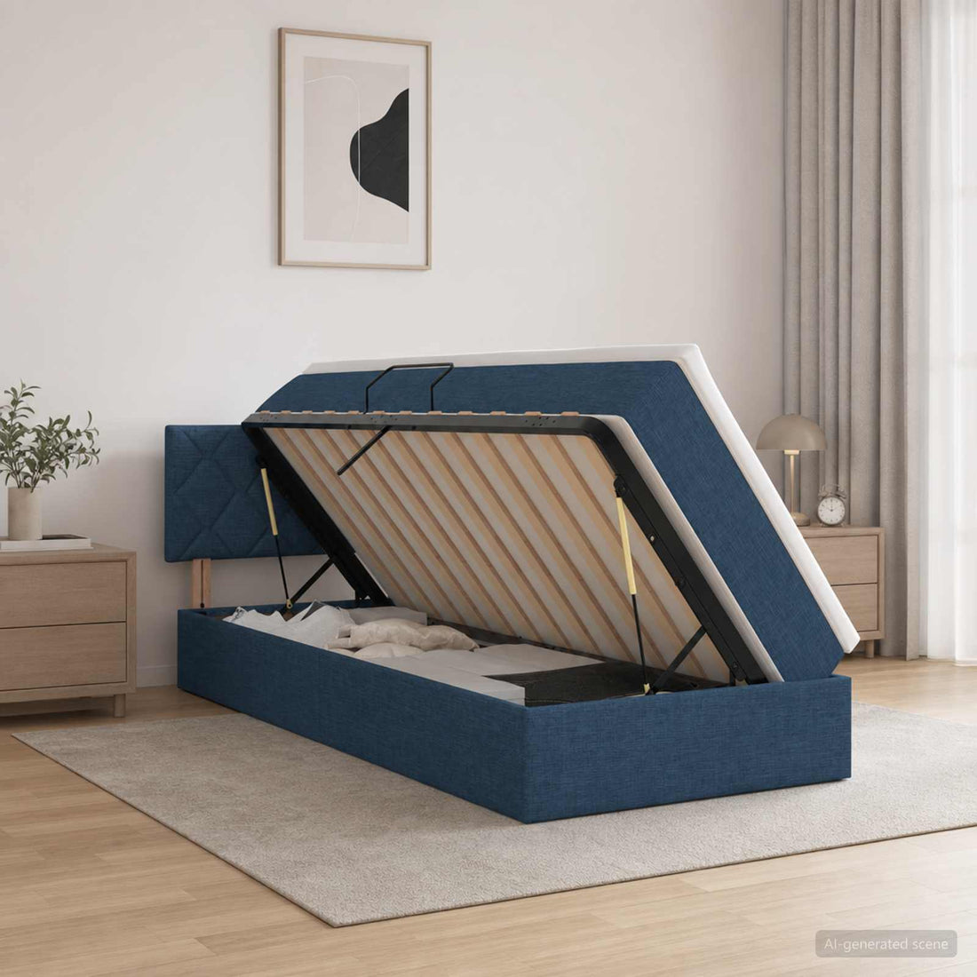 vidaXL Cama con almacenamiento y colchón Azul 90 x 200 cm Terciopelo